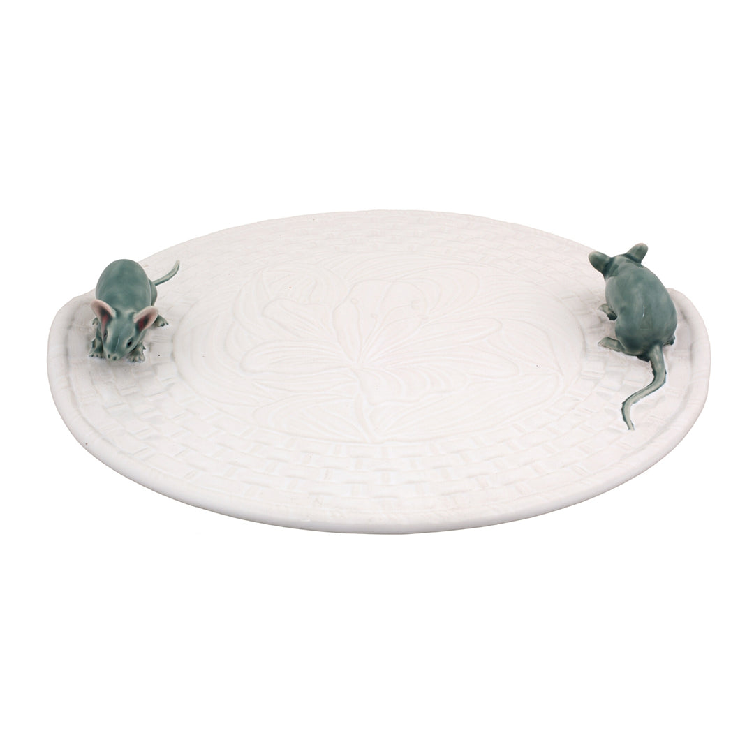Cheese Platter Lily with Mice - White